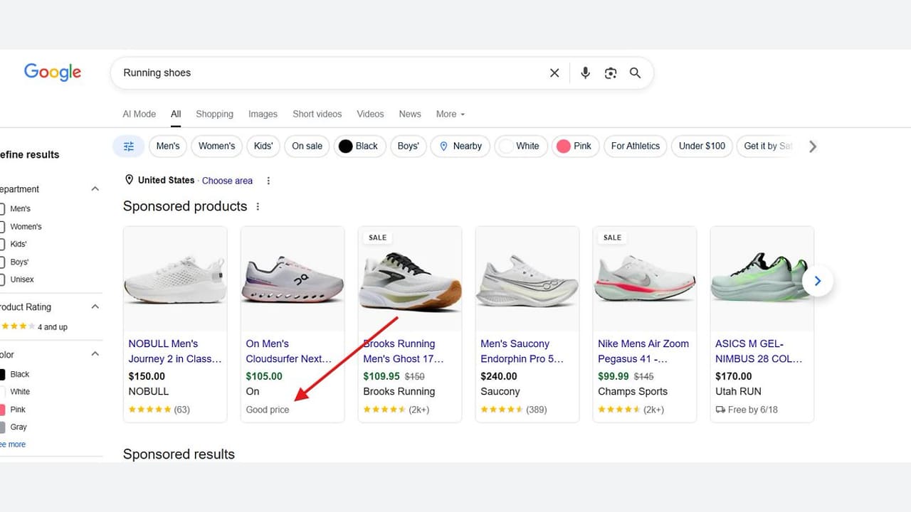 Etykieta "Good Price” w reklamach produktowych Google