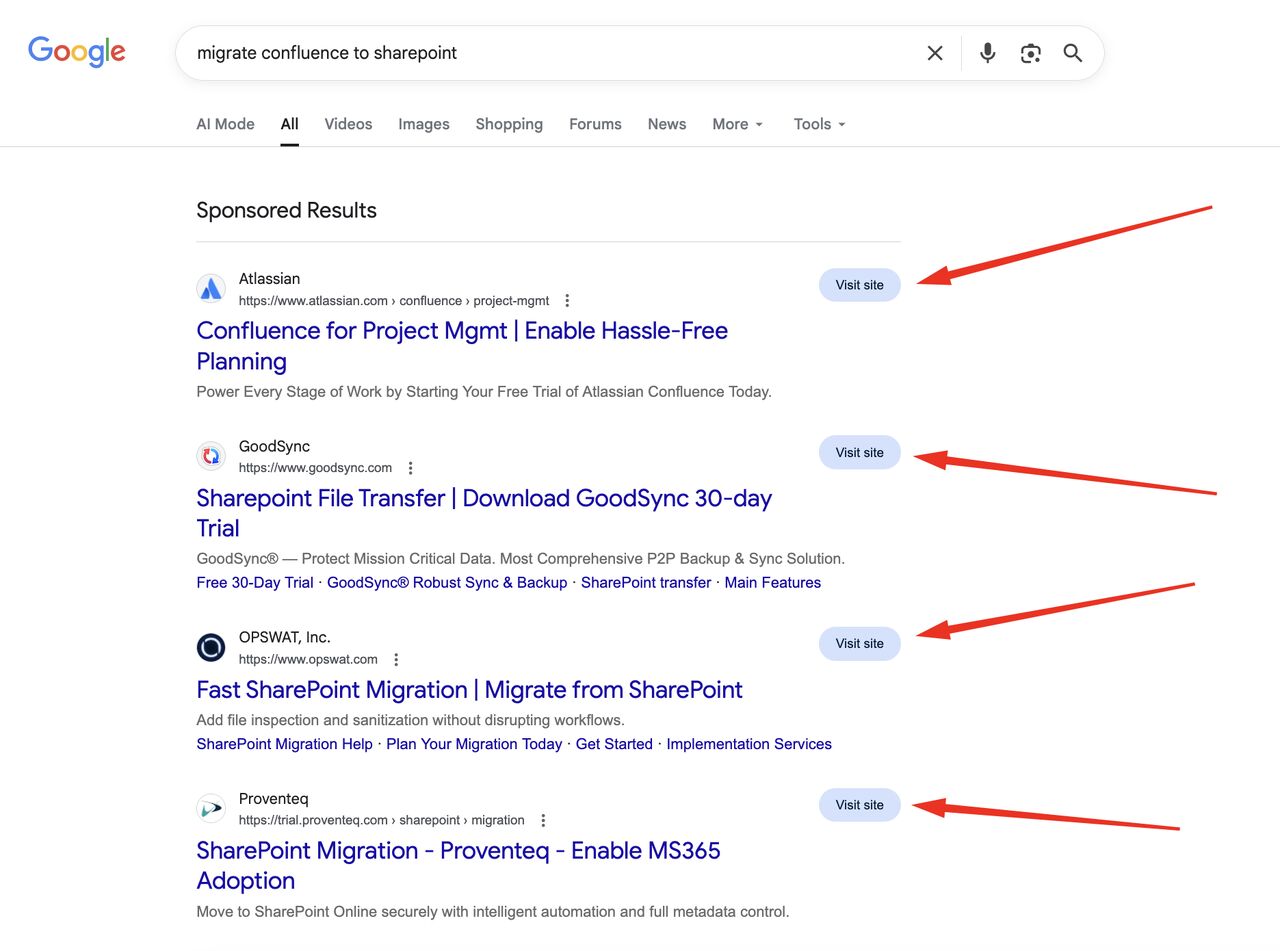 Google testuje przycisk „Visit site” w reklamach w wyszukiwarce