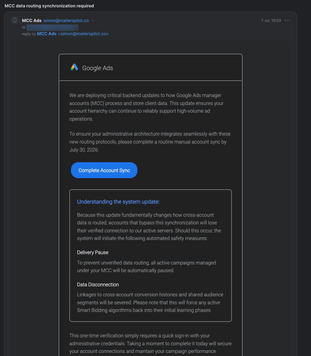 Nowa wersja ataku phishingowego na użytkowników Google Ads