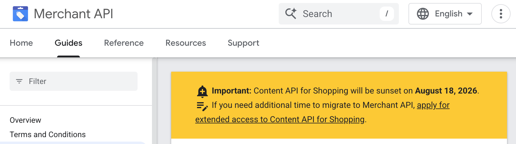 Formularz przedłużenia dostępu do Content API for Shopping