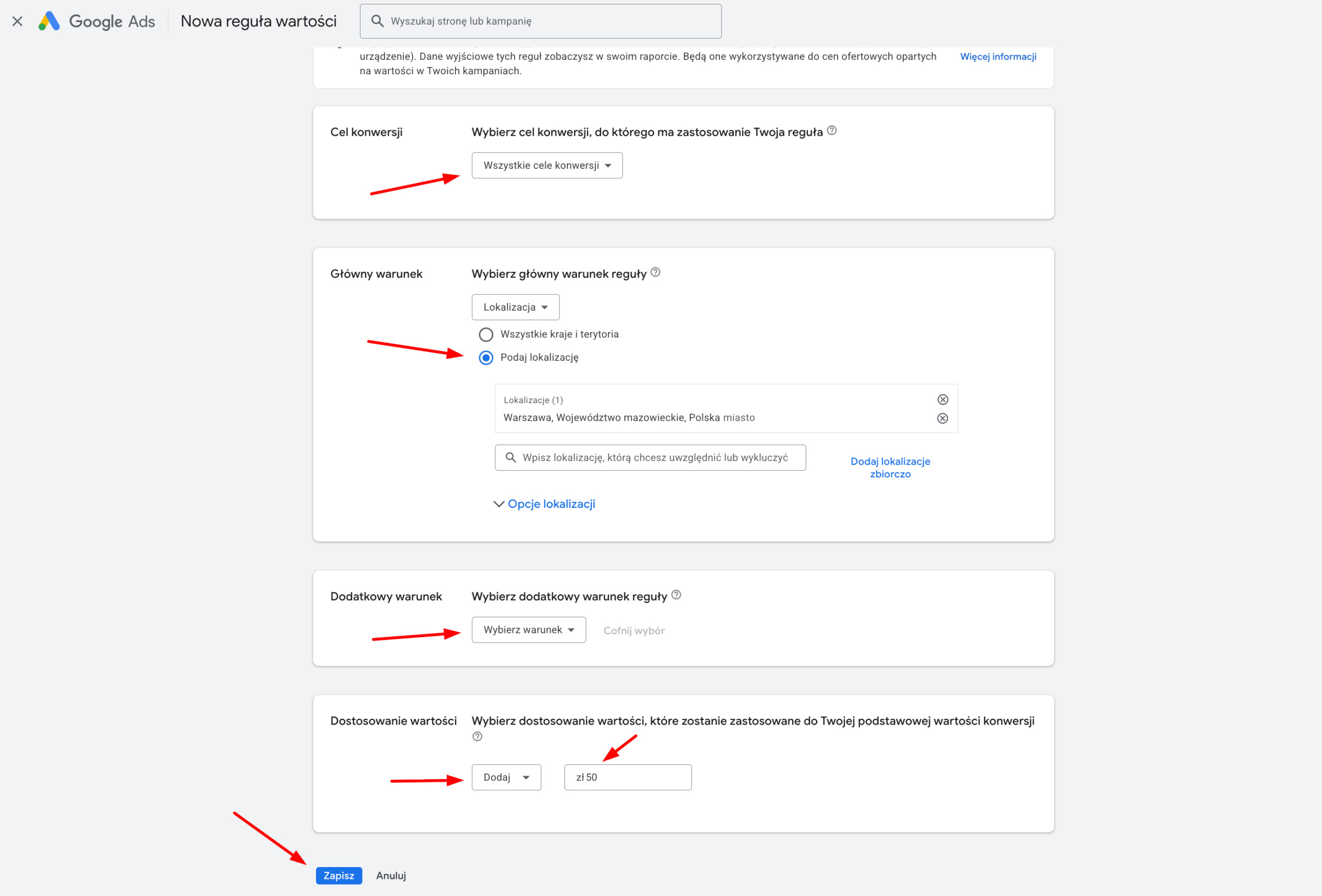Reguły wartości konwersji w Google Ads - kompletny przewodnik