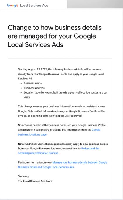Google zmienia zarządzanie danymi firm w reklamach usług lokalnych (LSA)