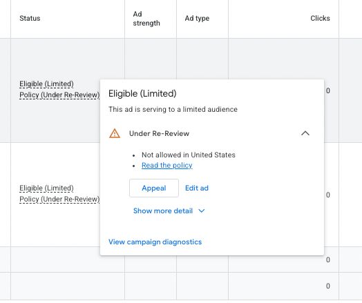 Nowy status „Under Re-Review” w Google Ads