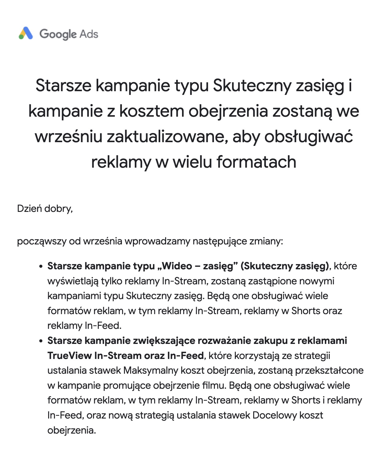 Automatyczna aktualizacja starszych kampanii wideo do nowych formatów wieloformatowych