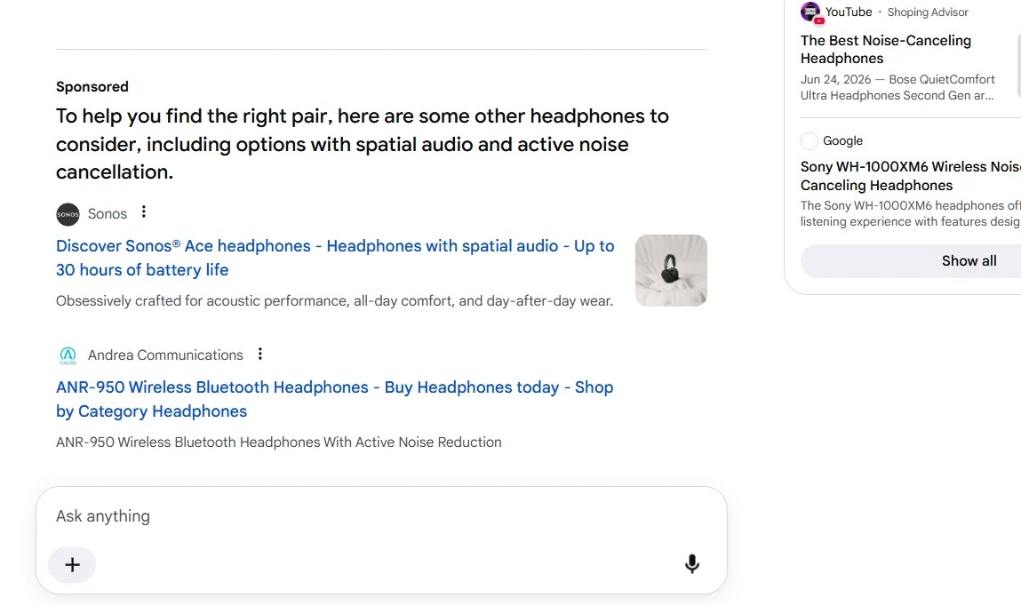 Nowy wygląd reklam w trybie AI wyszukiwarki Google
